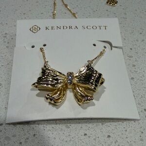 Kendra Scott Gold Bow Necklace with Crystal Accent